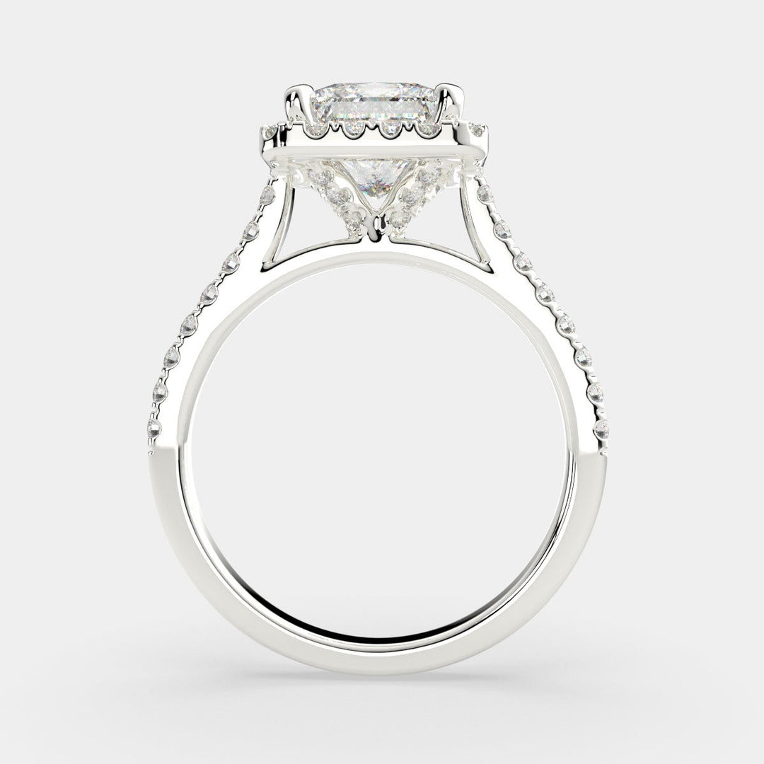 Isadora Princess Cut Halo Pave Engagement Ring Setting - Nivetta