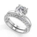 Load image into Gallery viewer, Isis Comfort Fit 4 Prong Solitaire Round Cut Diamond Engagement Ring - Nivetta
