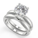 Load image into Gallery viewer, Jamya Milgrain 4 Prong Round Cut Diamond Engagement Ring - Nivetta

