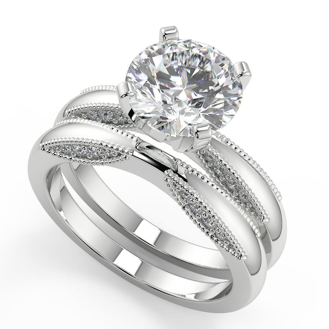 Jamya Milgrain 4 Prong Round Cut Diamond Engagement Ring - Nivetta