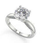 Load image into Gallery viewer, Jamya Milgrain 4 Prong Round Cut Diamond Engagement Ring - Nivetta
