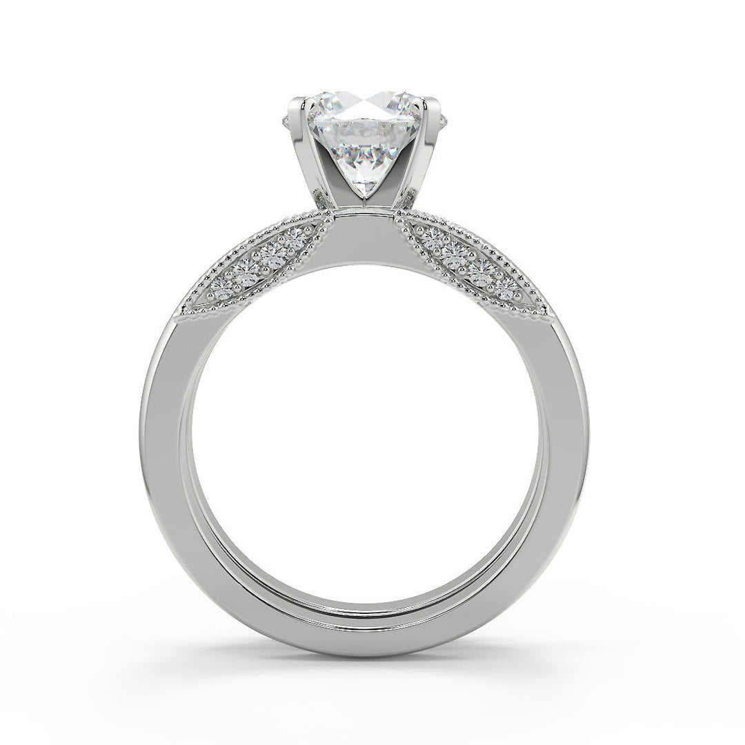 Jamya Milgrain 4 Prong Round Cut Diamond Engagement Ring - Nivetta