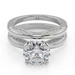 Load image into Gallery viewer, Jamya Milgrain 4 Prong Round Cut Diamond Engagement Ring - Nivetta

