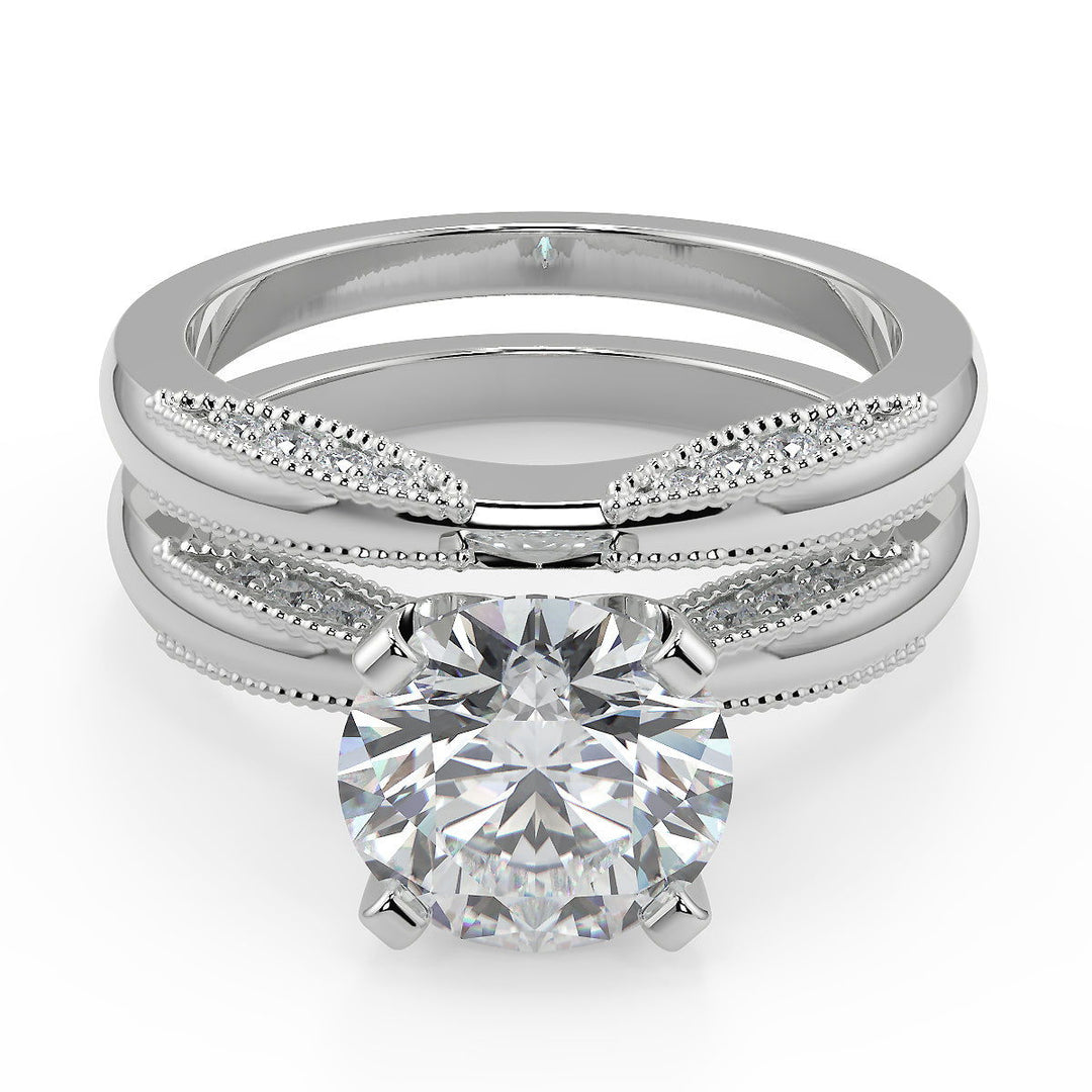 Jamya Milgrain 4 Prong Round Cut Diamond Engagement Ring - Nivetta