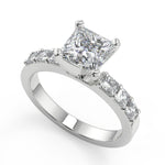 Load image into Gallery viewer, Janessa Shared Prong Assher 4 Prong Princess Cut Diamond Ring - Nivetta
