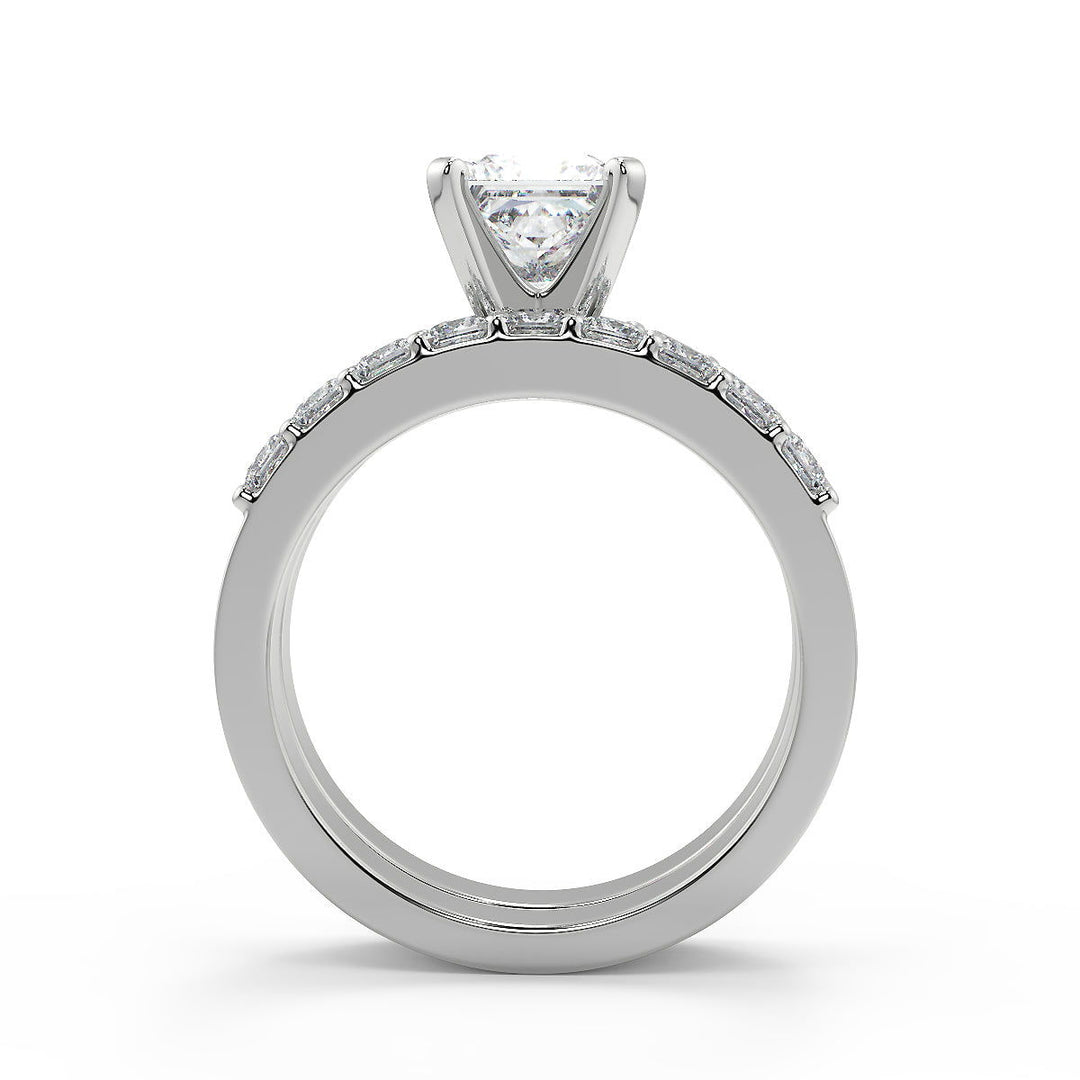 Janessa Shared Prong Assher 4 Prong Princess Cut Diamond Ring - Nivetta
