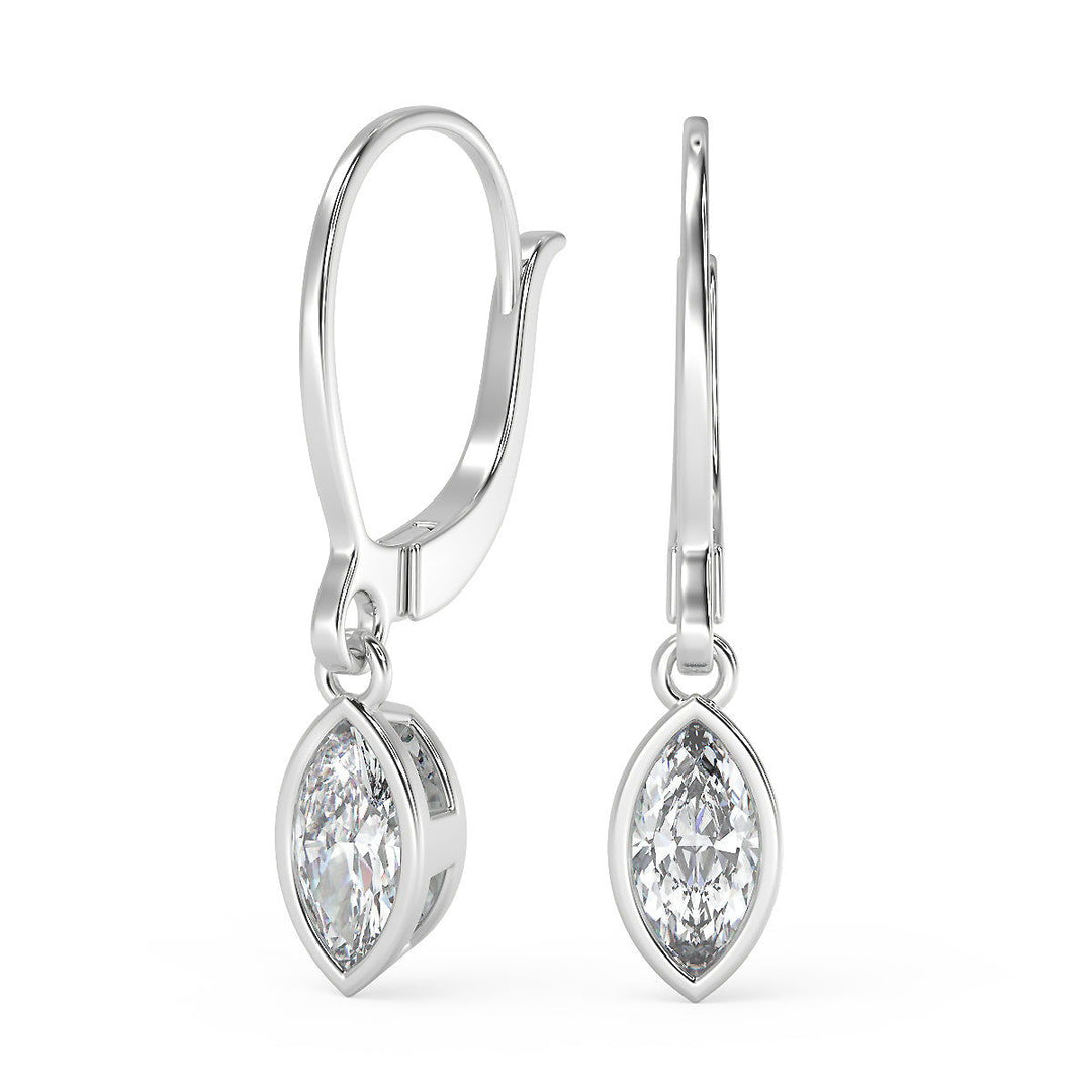 Jayda Marquise Cut Bezel Earrings Leverback - Nivetta