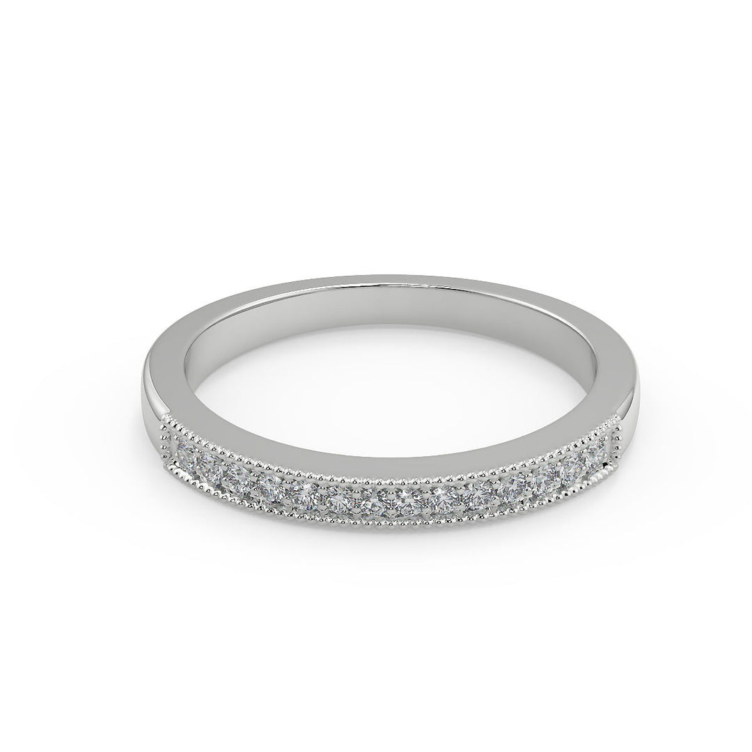 Jessica Four Prong Milgrain Round Cut Diamond Engagement Ring - Nivetta