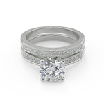 Load image into Gallery viewer, Jessica Four Prong Milgrain Round Cut Diamond Engagement Ring - Nivetta
