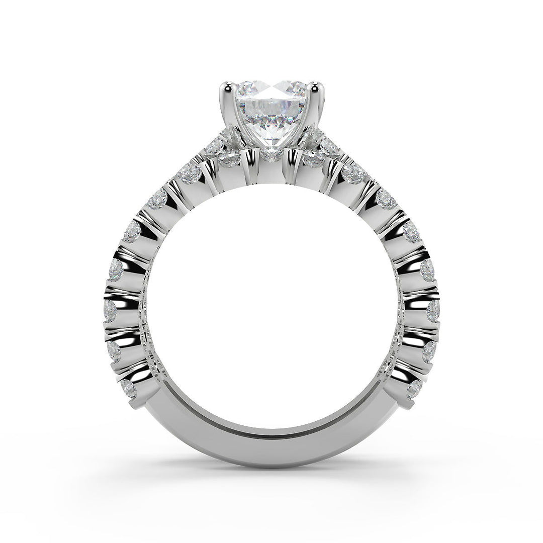 Joanna Semi Bezel 4 Prong Round Cut Diamond Engagement Ring - Nivetta