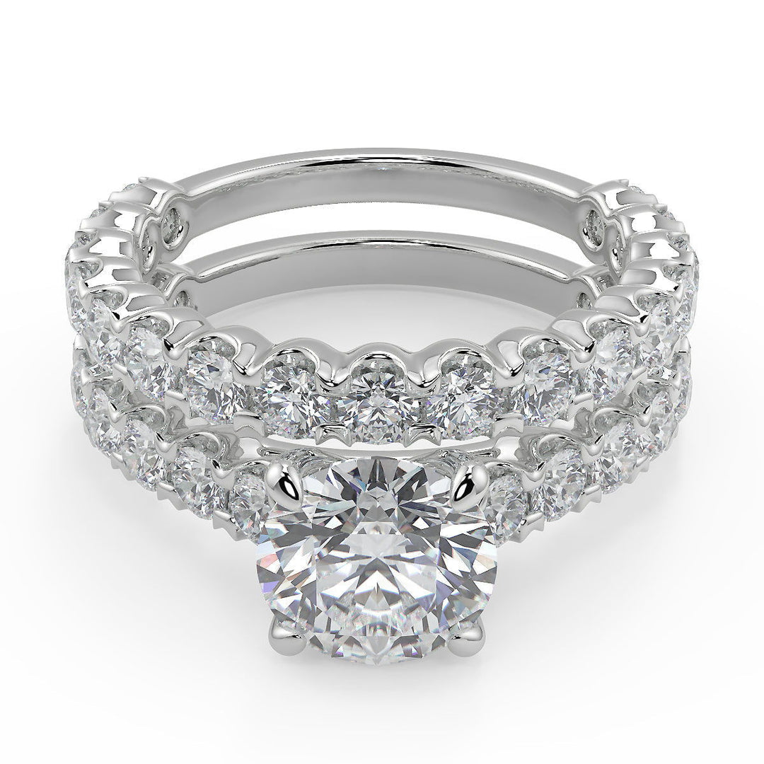 Joanna Semi Bezel 4 Prong Round Cut Diamond Engagement Ring - Nivetta