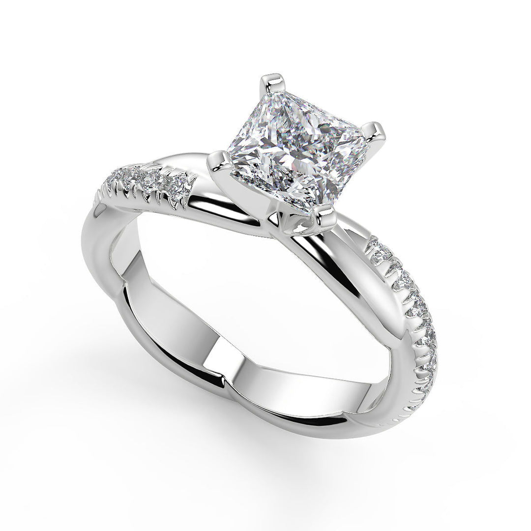 Jocelynn Pave Twist Infinity Rope Princess Cut Diamond Engagement Ring - Nivetta