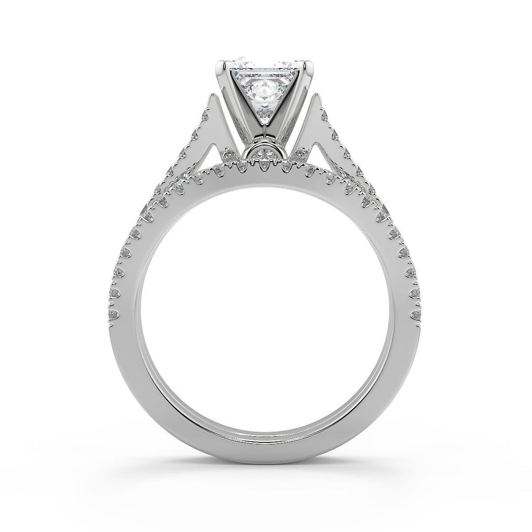 Julianne Pave Cathedral 4 Prong Princess Cut Engagement Ring - Nivetta