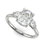 Load image into Gallery viewer, Juliet Cushion Cut Trilogy Pave 4 Prong Claw Set Engagement Ring Setting - Nivetta
