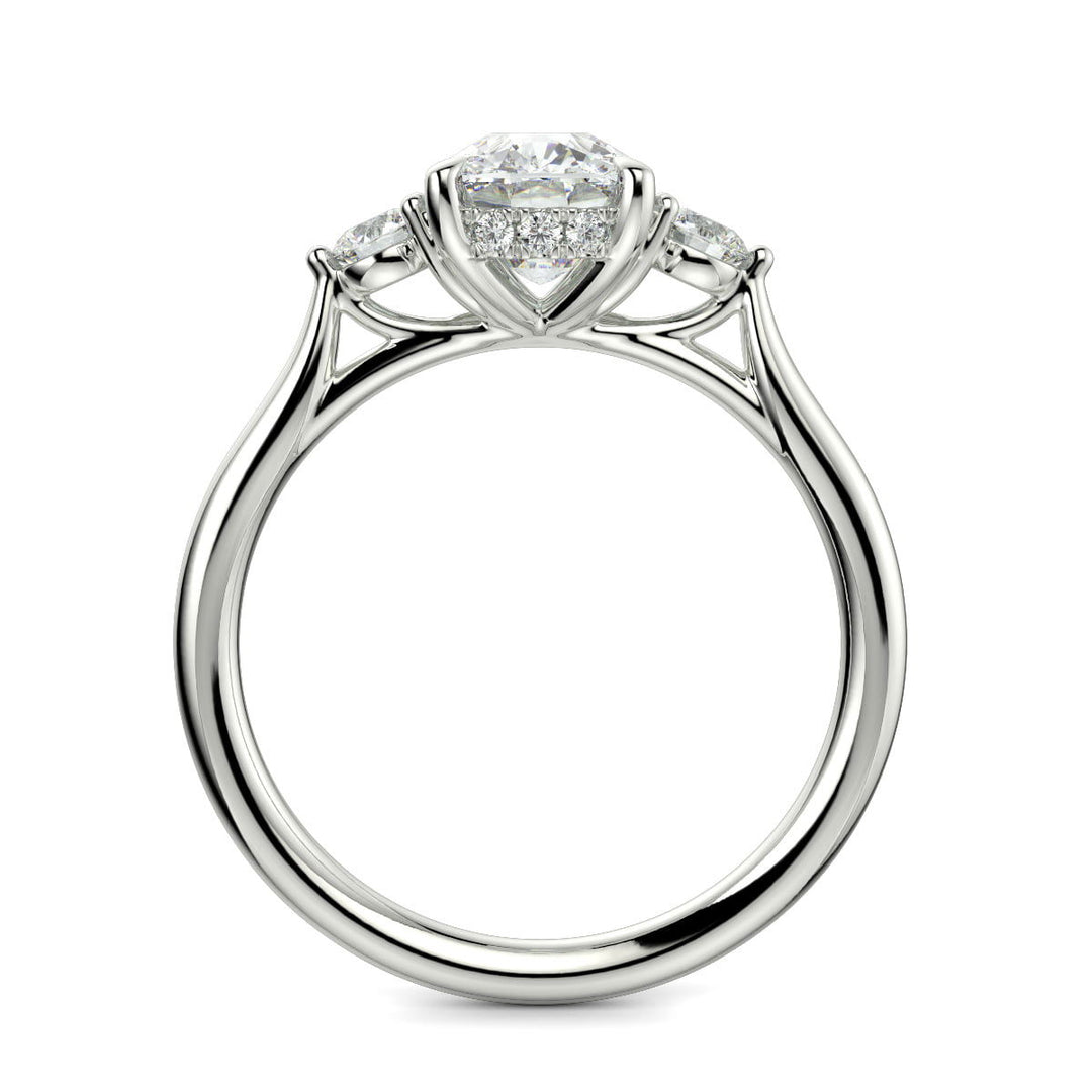 Juliet Cushion Cut Trilogy Pave 4 Prong Claw Set Engagement Ring Setting - Nivetta