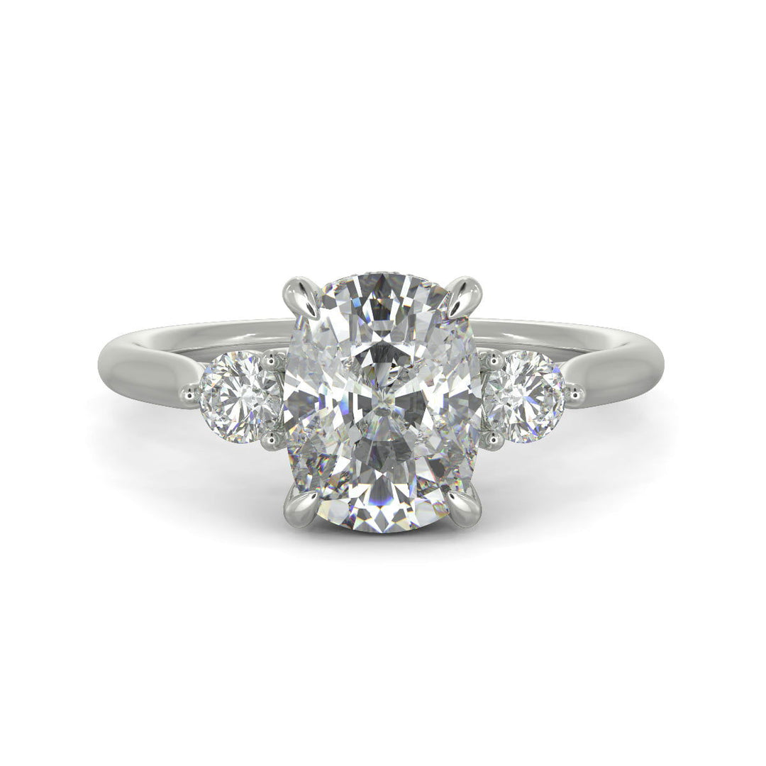 Juliet Cushion Cut Trilogy Pave 4 Prong Claw Set Engagement Ring Setting - Nivetta