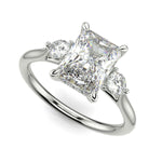 Load image into Gallery viewer, Juliet Radiant Cut Trilogy Pave 4 Prong Claw Set Engagement Ring Setting - Nivetta
