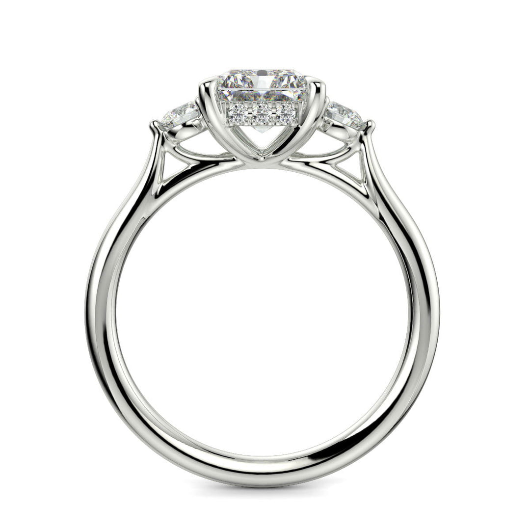 Juliet Radiant Cut Trilogy Pave 4 Prong Claw Set Engagement Ring Setting - Nivetta