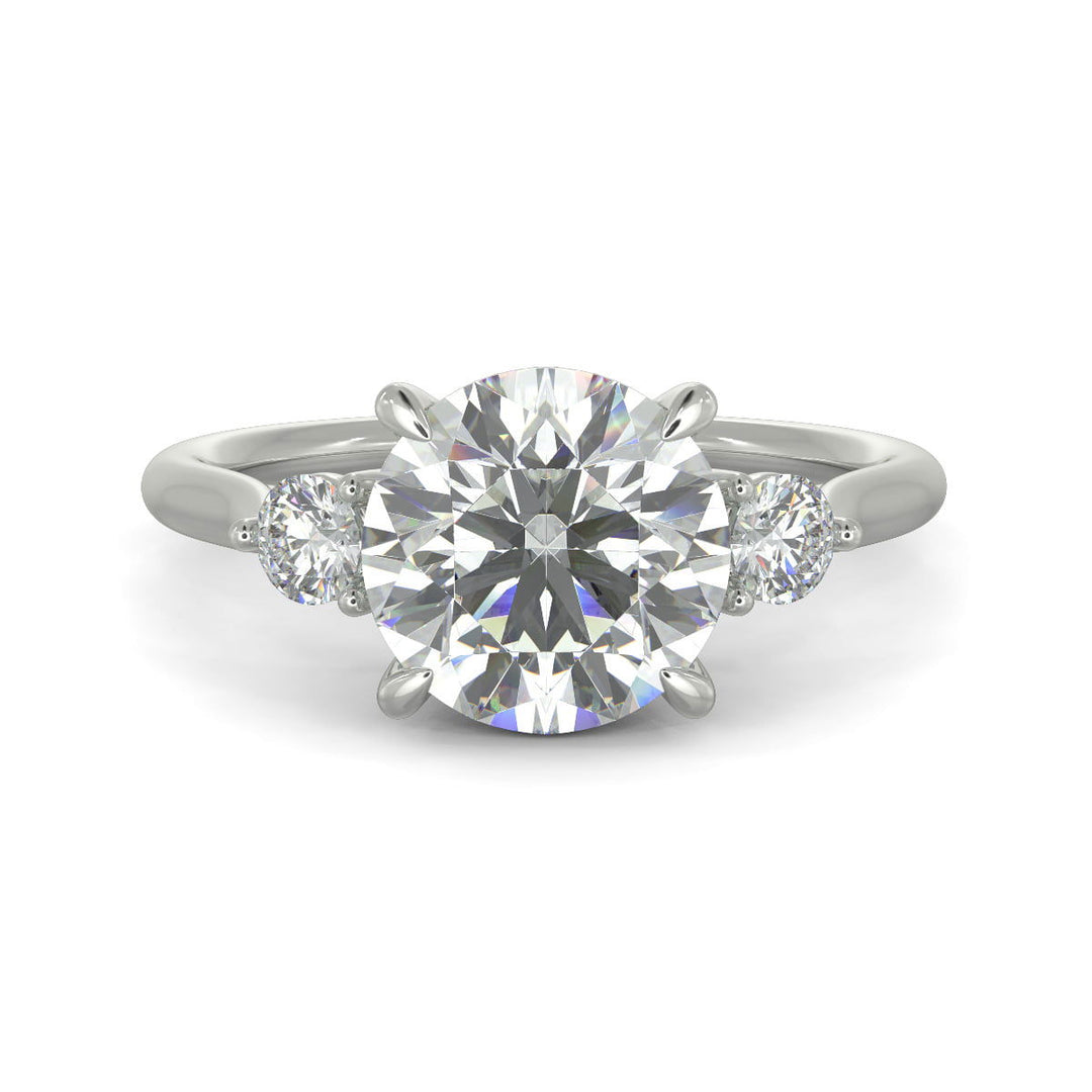 Juliet Round Cut Trilogy Pave 4 Prong Claw Set Engagement Ring Setting - Nivetta