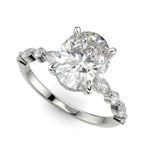 Load image into Gallery viewer, Julija Oval Cut Pave Hidden Halo Shared Prong Engagement Ring - Nivetta
