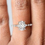 Load image into Gallery viewer, Julija Oval Cut Pave Hidden Halo Shared Prong Engagement Ring - Nivetta
