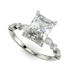 Load image into Gallery viewer, Julija Radiant Cut Pave Hidden Halo Shared Prong Claw Set Ring - Nivetta
