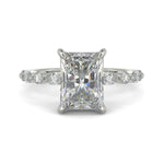 Load image into Gallery viewer, Julija Radiant Cut Pave Hidden Halo Shared Prong Claw Set Ring - Nivetta
