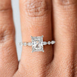 Load image into Gallery viewer, Julija Radiant Cut Pave Hidden Halo Shared Prong Claw Set Ring - Nivetta
