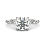 Load image into Gallery viewer, Julija Round Cut Pave Hidden Halo Shared Prong Claw Set Ring - Nivetta
