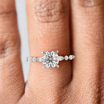 Load image into Gallery viewer, Julija Round Cut Pave Hidden Halo Shared Prong Claw Set Ring - Nivetta
