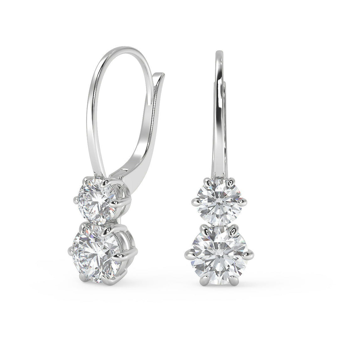 Julissa Round Cut 6 Prong Stacked Earrings Leverback - Nivetta