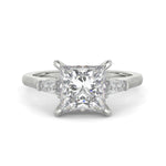 Load image into Gallery viewer, Emma Princess Cut Trilogy 3 Stone 4 Prong Claw Set Engagement Ring Setting
