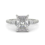 Load image into Gallery viewer, Emma Radiant Cut Trilogy 3 Stone 4 Prong Claw Set Engagement Ring Setting

