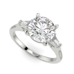 Load image into Gallery viewer, Emma Round Cut Trilogy 3 Stone 4 Prong Claw Set Engagement Ring Setting
