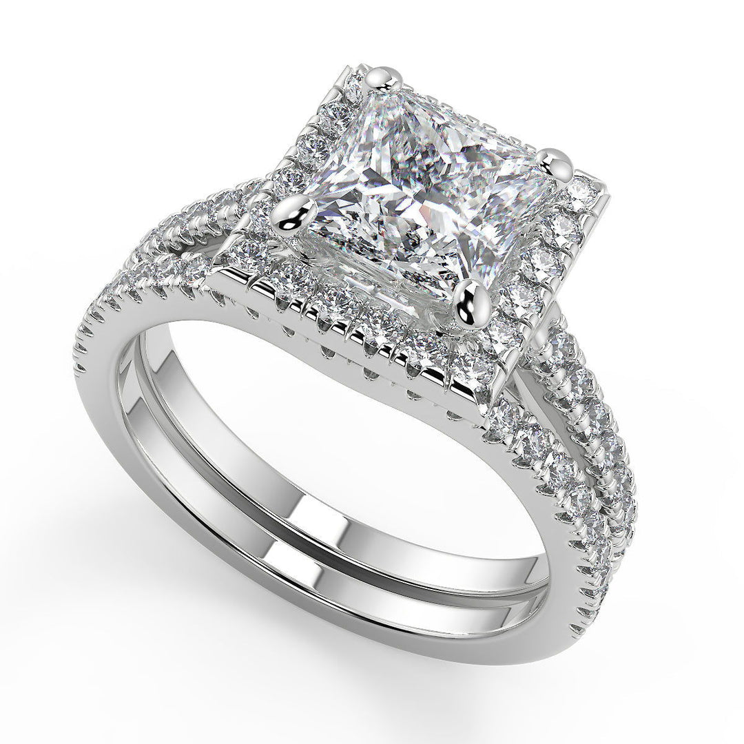 Kadence Classic Halo Pave Princess Cut Diamond Engagement Ring - Nivetta