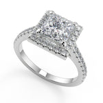 Load image into Gallery viewer, Kadence Classic Halo Pave Princess Cut Diamond Engagement Ring - Nivetta
