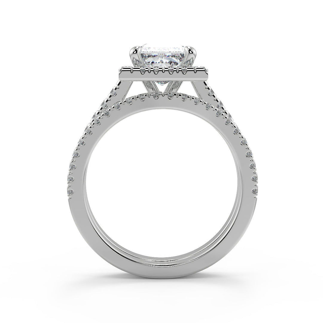 Kadence Classic Halo Pave Princess Cut Diamond Engagement Ring - Nivetta