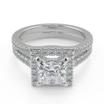 Load image into Gallery viewer, Kadence Classic Halo Pave Princess Cut Diamond Engagement Ring - Nivetta
