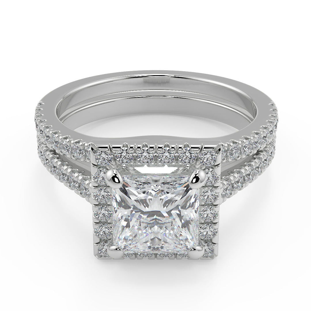 Kadence Classic Halo Pave Princess Cut Diamond Engagement Ring - Nivetta