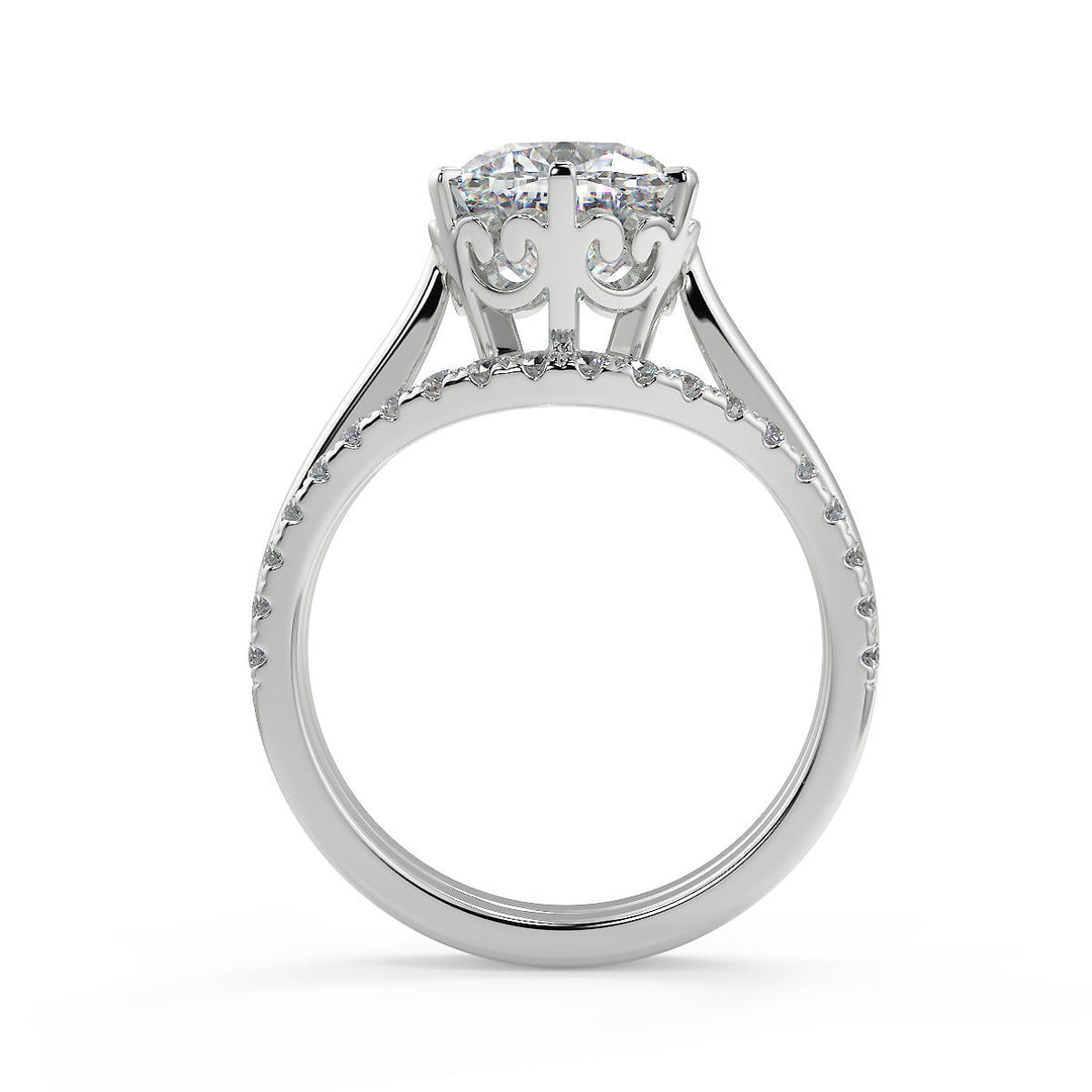 Kaila 6 Claw Crown Solitaire Cushion Cut Diamond Engagement Ring - Nivetta
