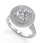 Load image into Gallery viewer, Kali Double Halo Pave Cushion Cut Diamond Engagement Ring - Nivetta
