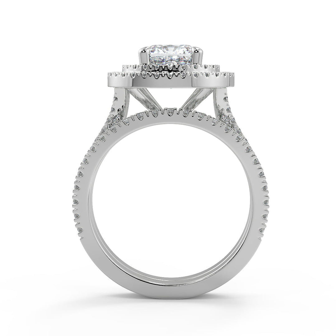 Kali Double Halo Pave Cushion Cut Diamond Engagement Ring - Nivetta