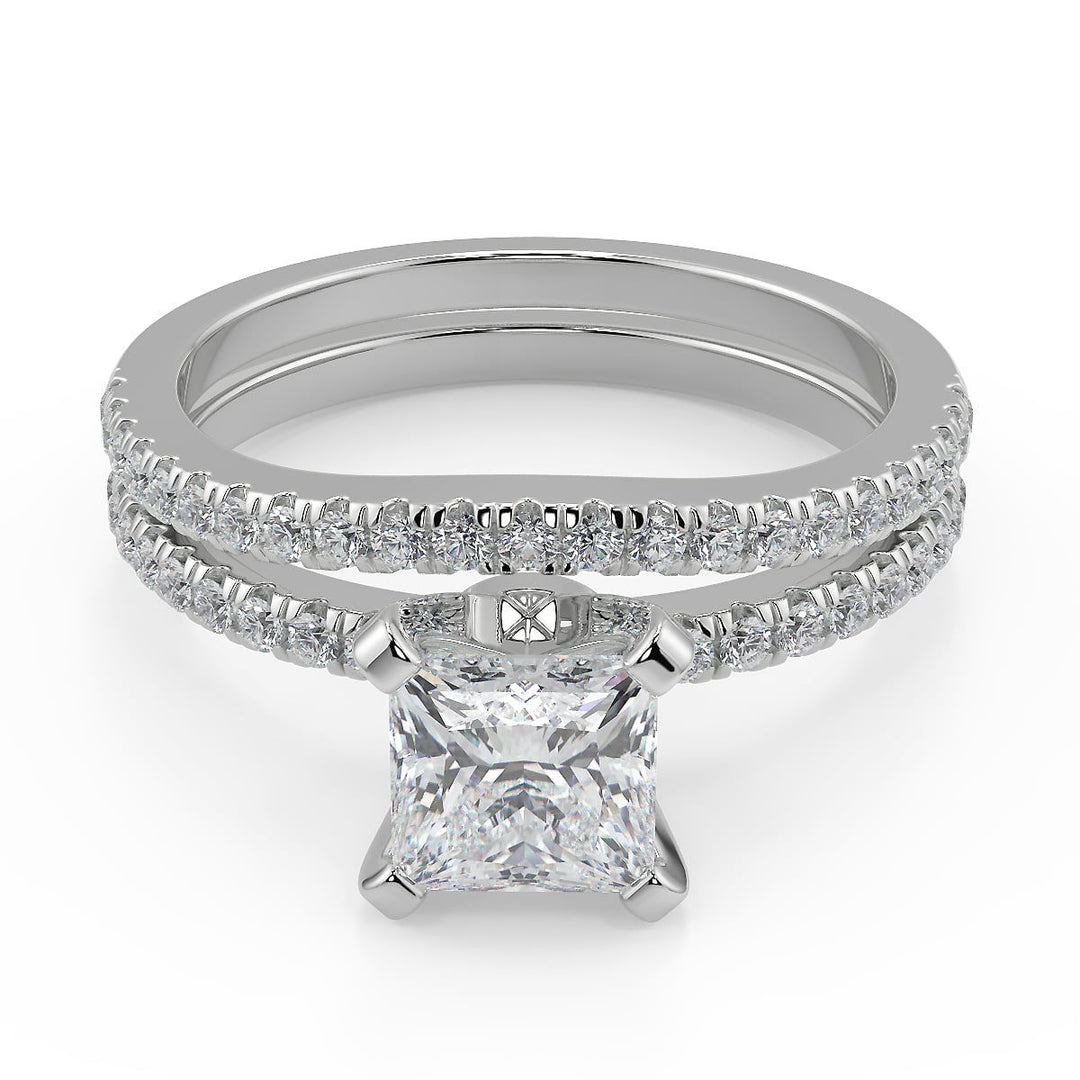 Kamryn French Pave Classic Princess Cut Diamond Engagement Ring - Nivetta