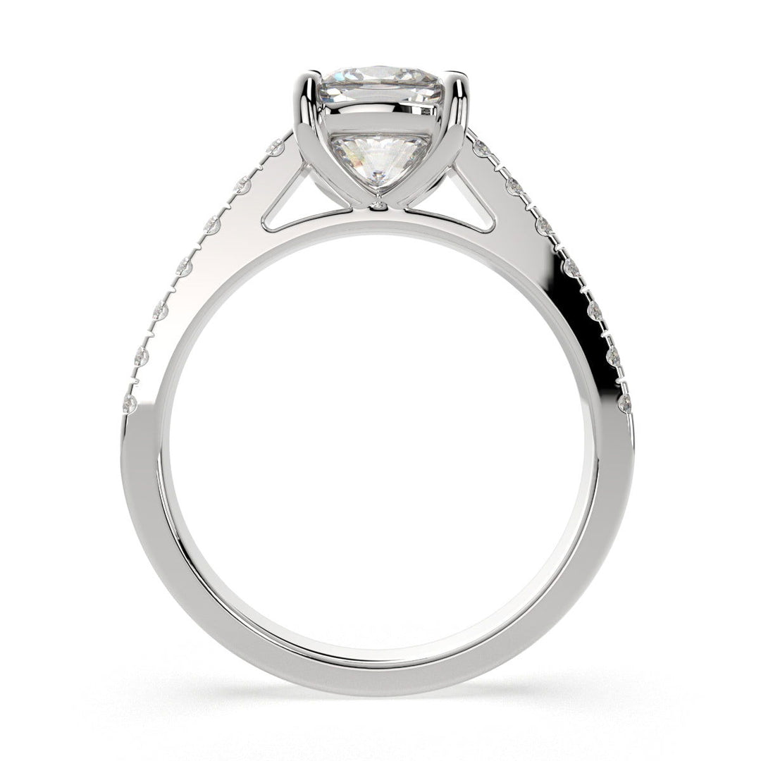 Karina Cushion Cut Pave 6 Prong Engagement Ring Setting - Nivetta