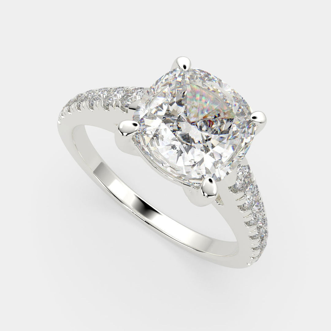 Karina Cushion Cut Pave 6 Prong Engagement Ring Setting - Nivetta