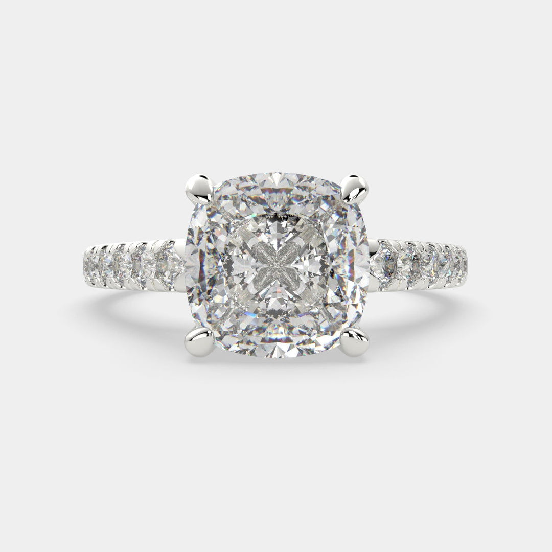 Karina Cushion Cut Pave 6 Prong Engagement Ring Setting - Nivetta