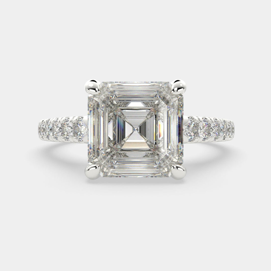 Karina Emerald Cut Pave 6 Prong Engagement Ring Setting - Nivetta