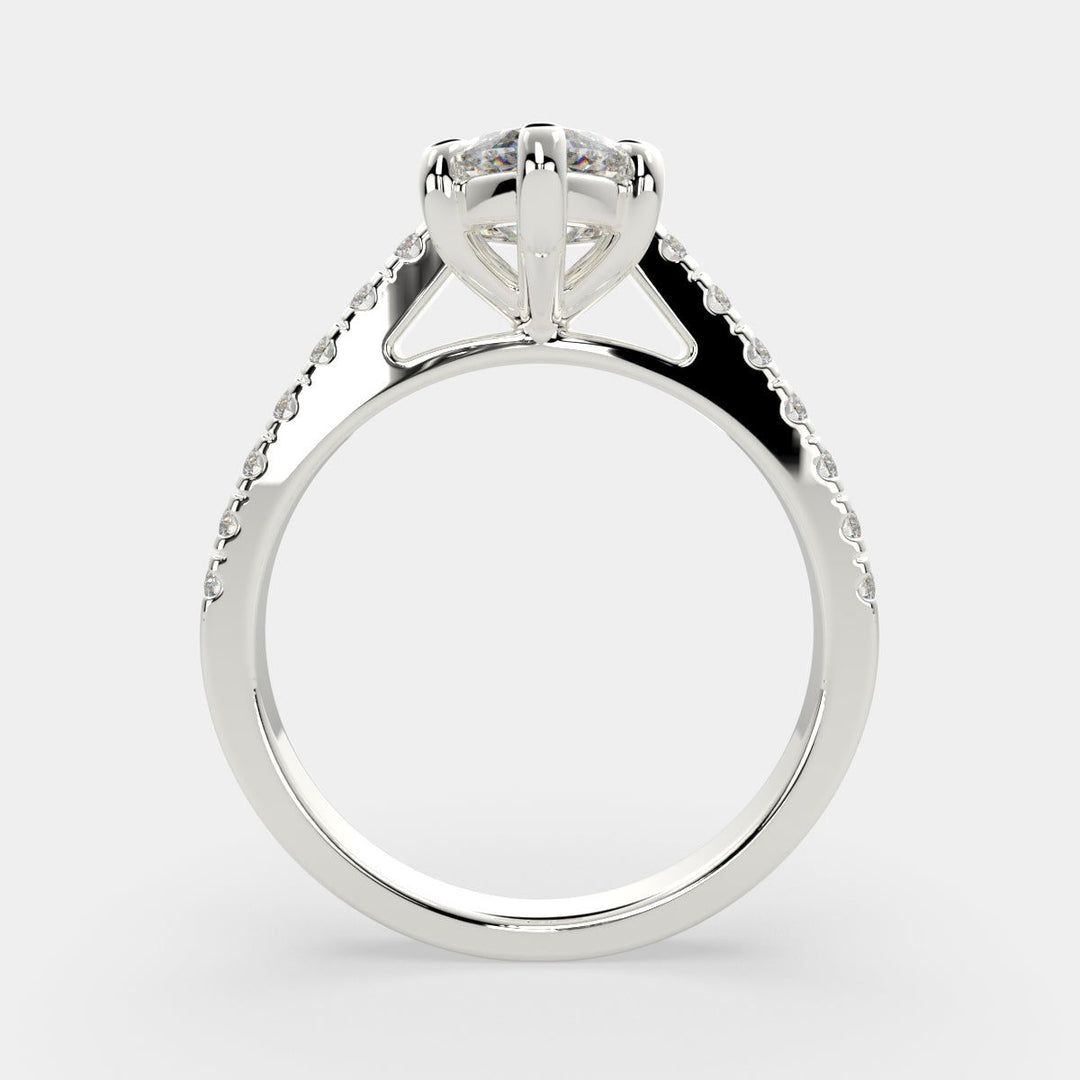 Karina Marquise Cut Pave 6 Prong Engagement Ring Setting - Nivetta