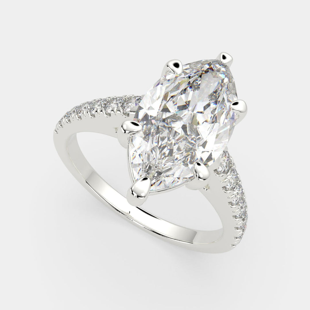 Karina Marquise Cut Pave 6 Prong Engagement Ring Setting - Nivetta