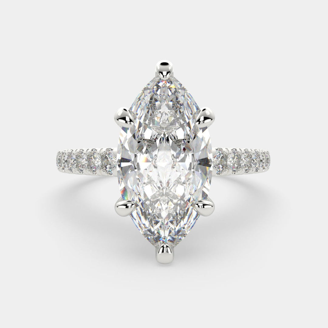 Karina Marquise Cut Pave 6 Prong Engagement Ring Setting - Nivetta